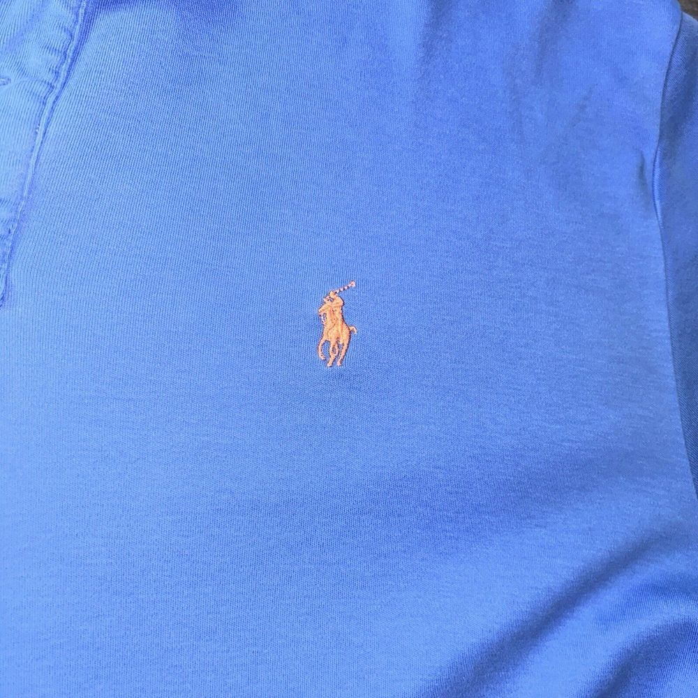 Vintage Polo Ralph Lauren Short Sleeve Baby Blue Orange‎ Pony Men's L Large - Picture 3 of 8